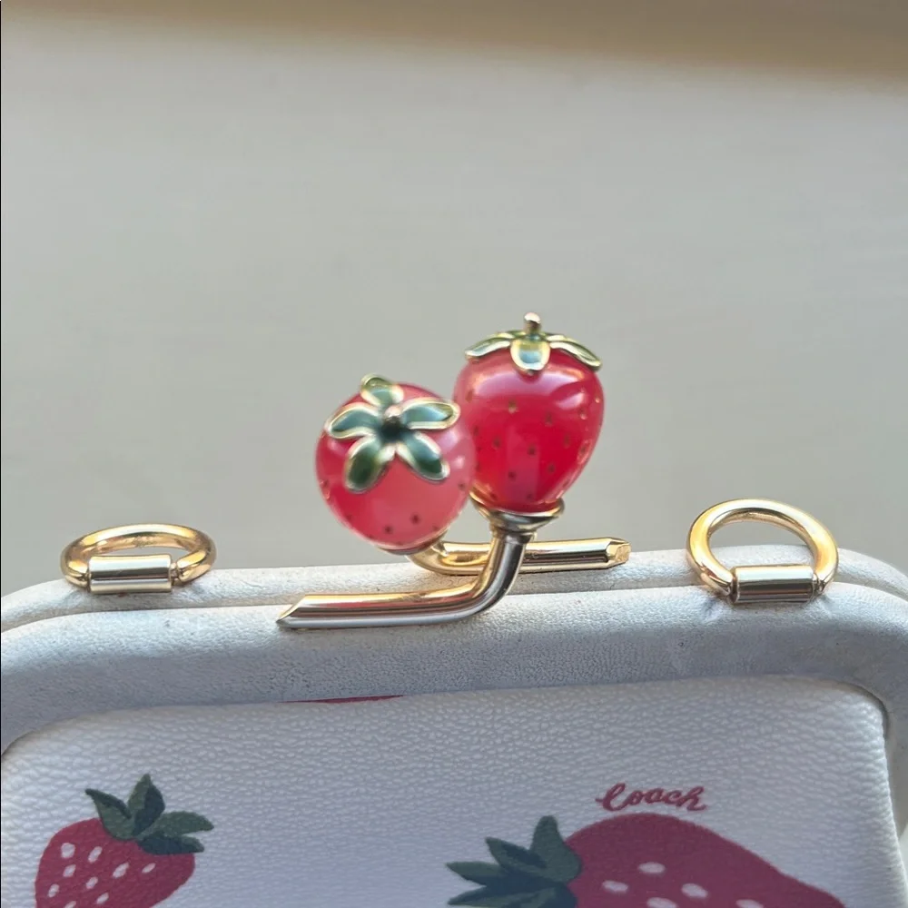 Coach White Coin Purse with Strawberry Design - Picture 3 of 5